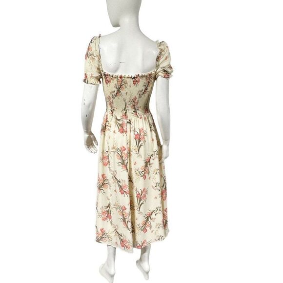 Reformation Inka Dress in Leila Off Shoulder Smocked Floral Womens Size L Large - Picture 6 of 12